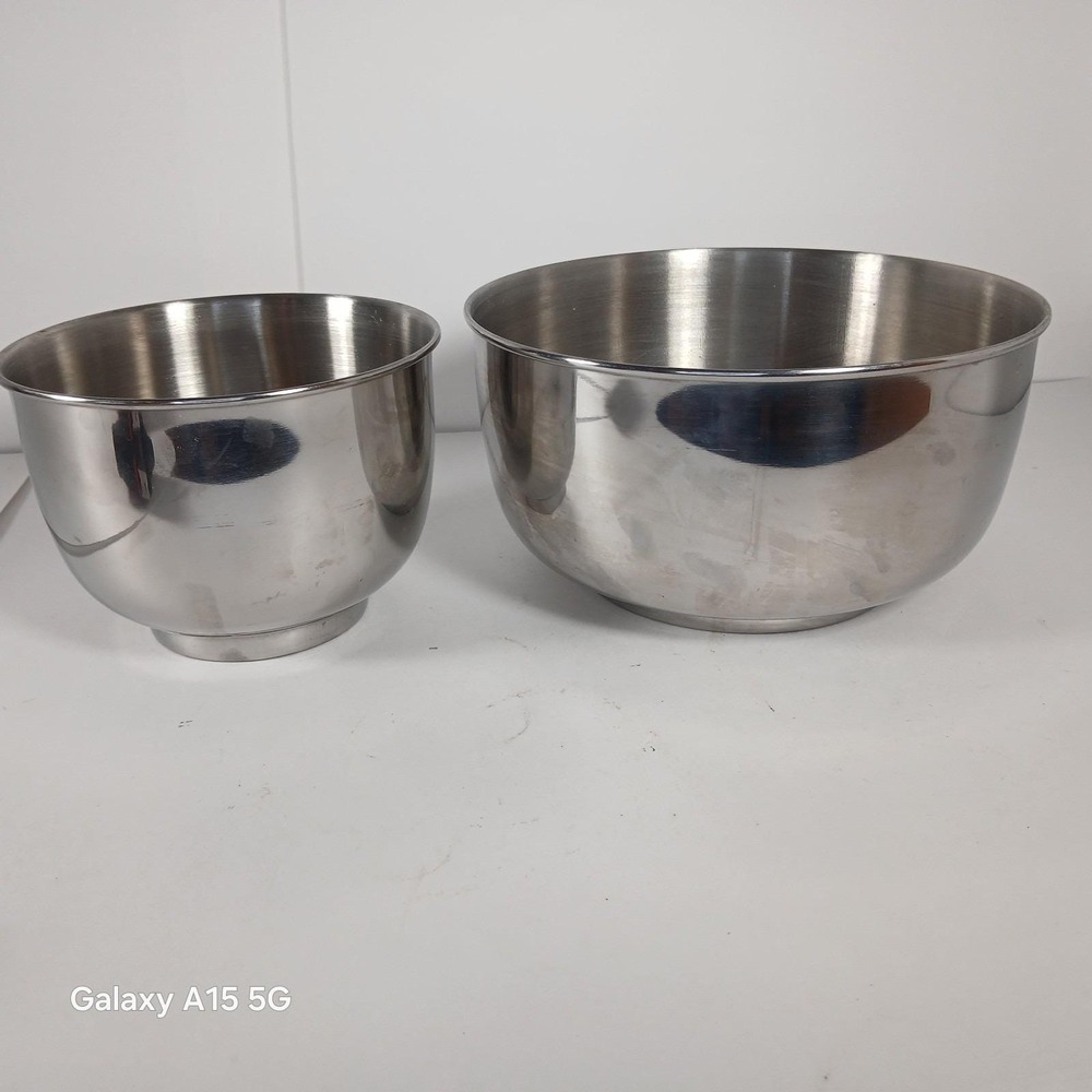 Sunbeam Mixmaster Mixing Bowls Large & Small Stainless  Model 2356 Vintage